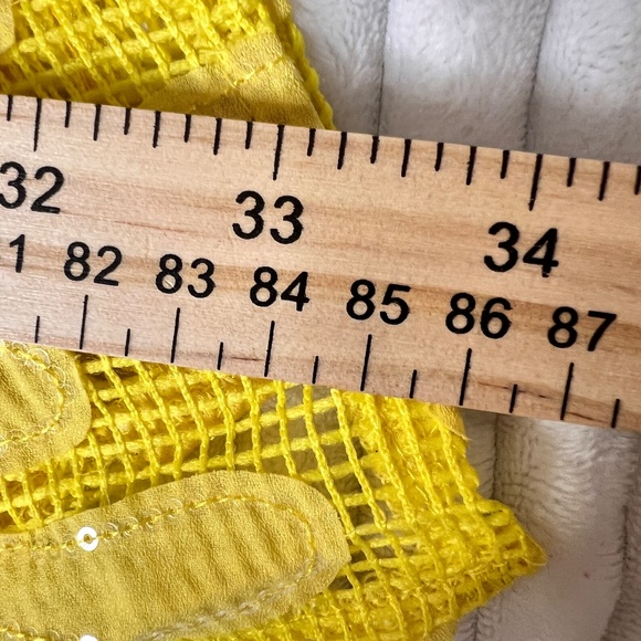 # A112   FT INC Sun-Kissed Boho Yellow Mesh Peplum Top  Festival vibes NWT  M - Picture 7 of 9